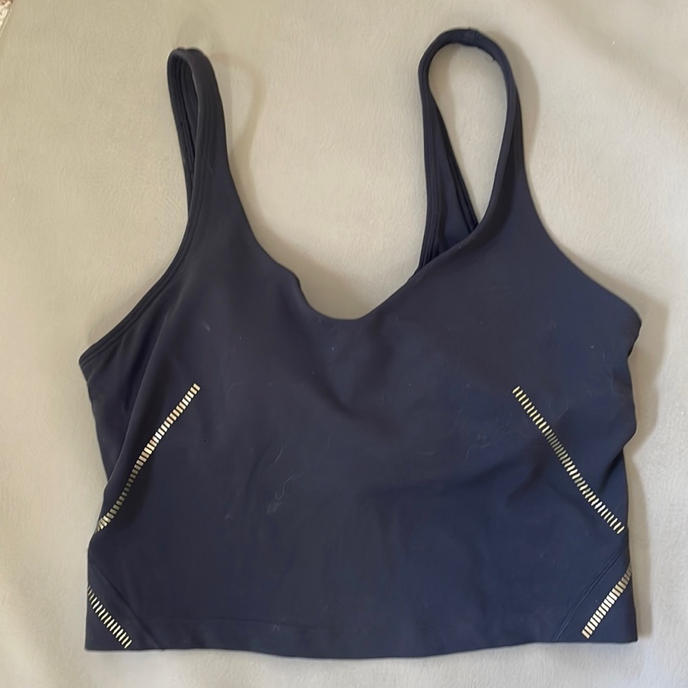 Lululemon gold trimmed crop top / long line bralette